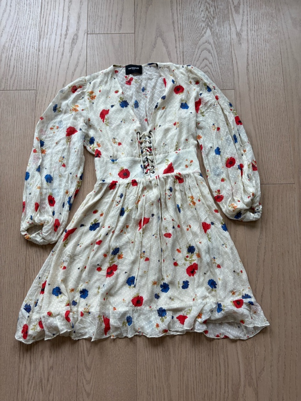 The Kooples Daydream Flowers Lace-up Floral Silk Dress Size 1 (XXS or US00)